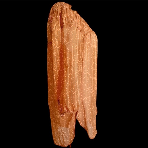 NWOT- Lauren Conrad Women's Orange w/Wht Polka Dot Sheer Top - Picture 3 of 3